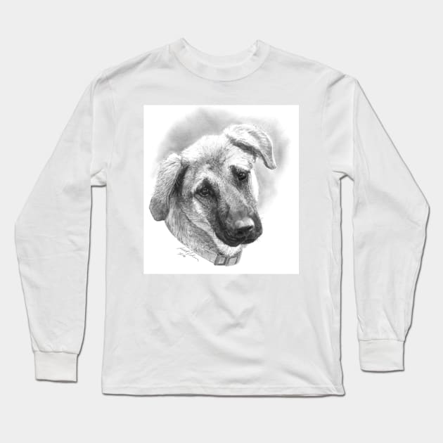 Puppy - Mixed Breed - Dog Illustration Long Sleeve T-Shirt by allthumbs